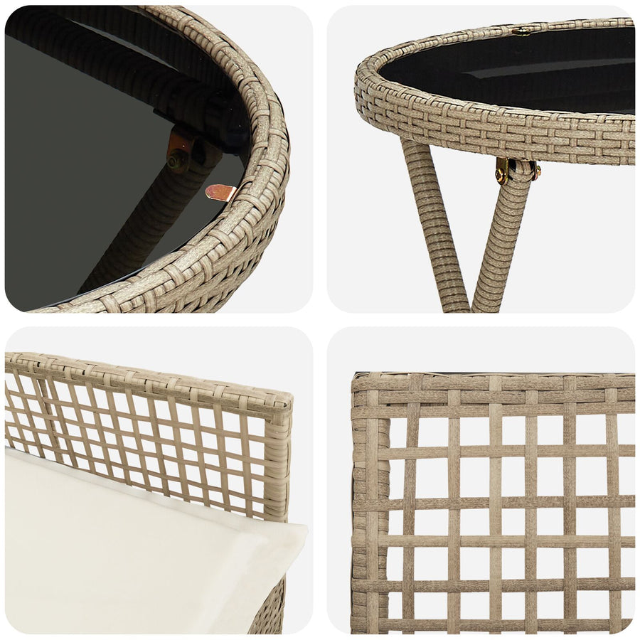 3-Delige Bistroset Voor De Tuin Met Kussens Beige Poly Rattan