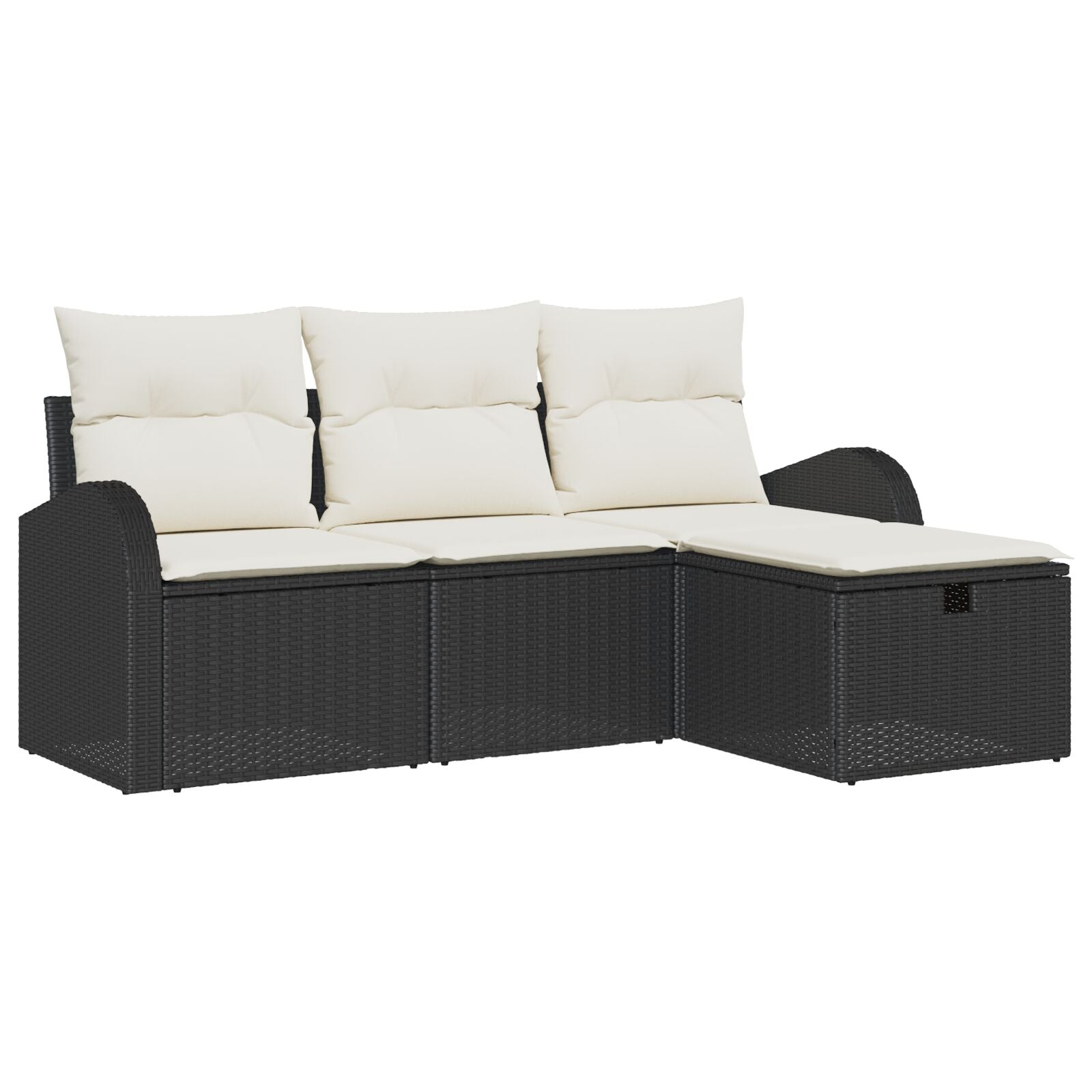 4-Delige Tuinsofa Set Met Kussens Zwart Poly Rattan