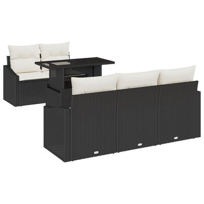 Tuinbank Set Set Van 6 Zwart En Crème Rattan En Polyester