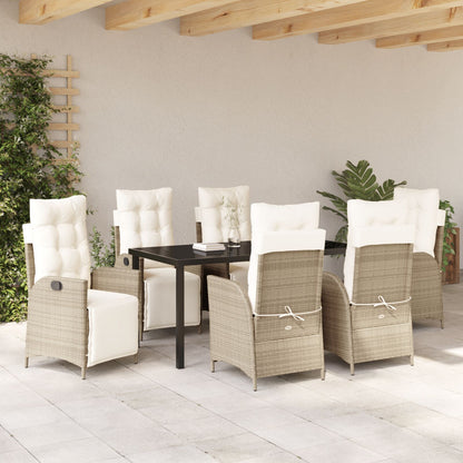 7-Delige Tuin Eetset Beige Poly Riet