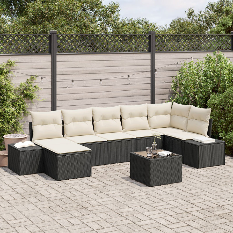 7-Persoons Tuinbank Set Met Kussens Bruin Poly Rattan