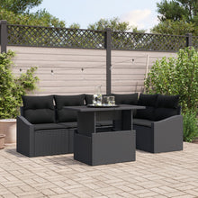 Tuin Sofa Set Set Van 6 Zwart Polyethyleen Riet Tuin Sofa Set