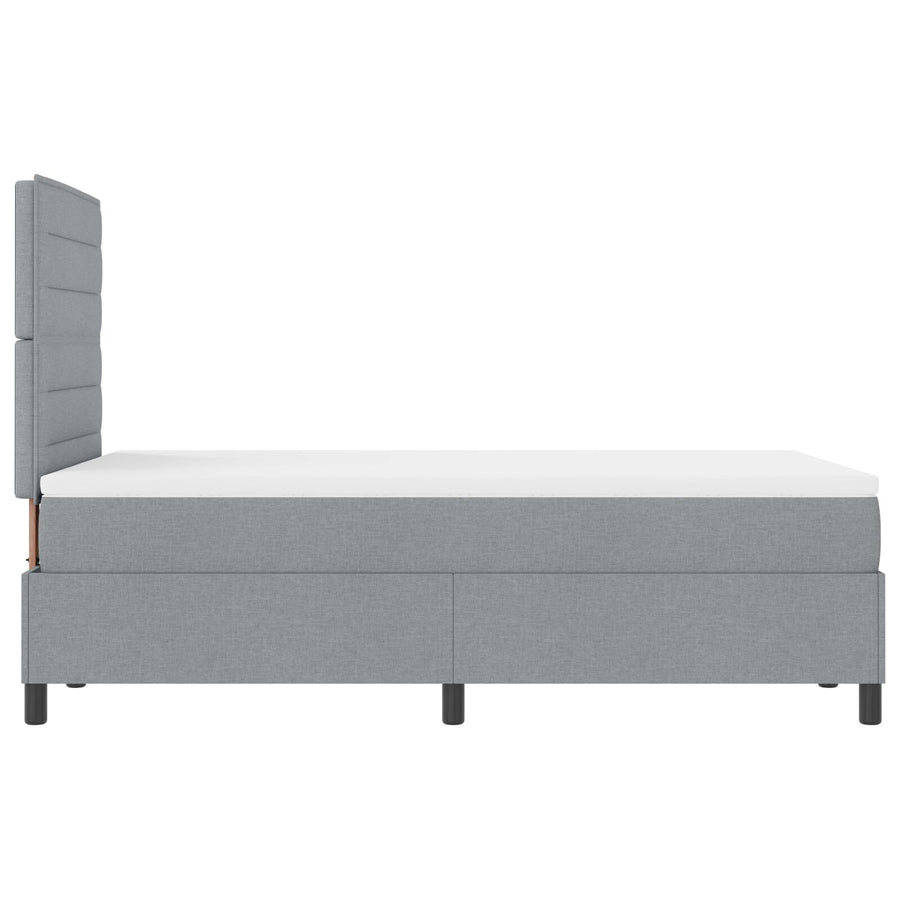 Boxspring Bed Met Matras Stof Lichtgrijs 120 x 200 cm Lijnen ontwerp