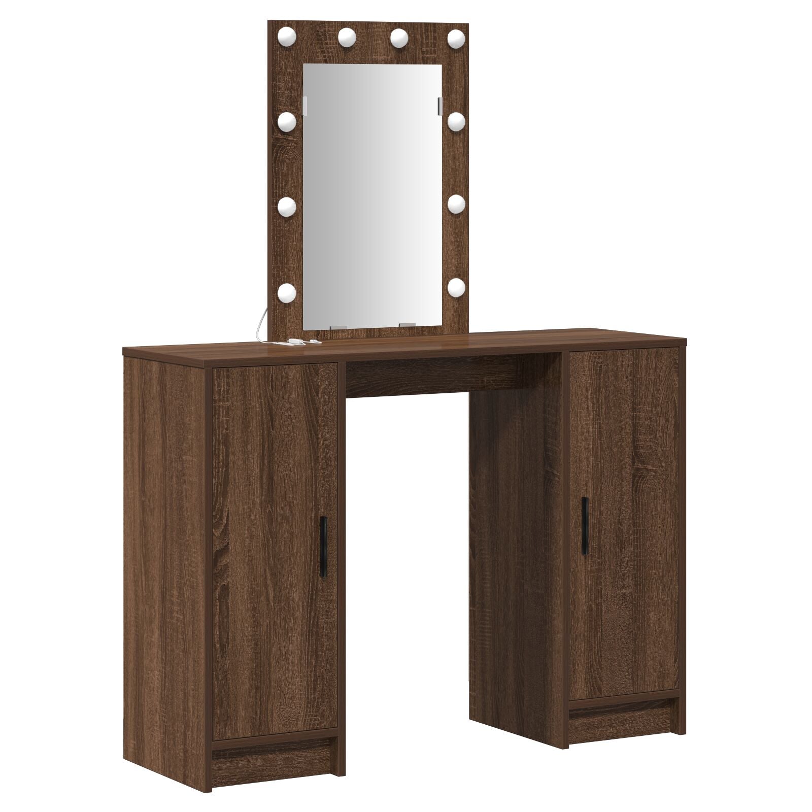Kaptafel Met Led-Lampen Bruin Eiken 102X33X135 Cm Bruine eiken