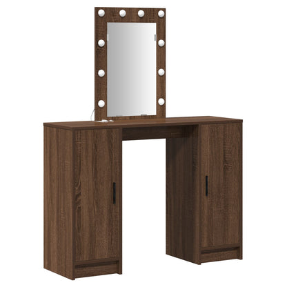 Kaptafel Met Led-Lampen Bruin Eiken 102X33X135 Cm Bruine eiken