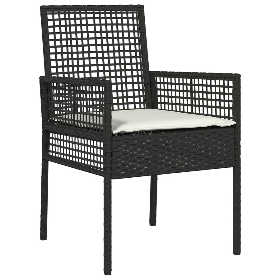 3-Delige Bistroset Voor In De Tuin Met Kussens Zwart Poly Rattan