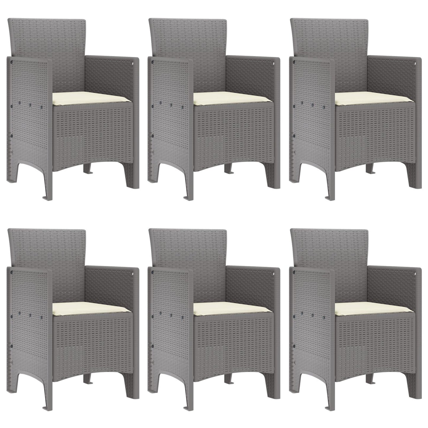 7-Delige Tuindining Set Met Kussens Licht Grijs Poly Rattan