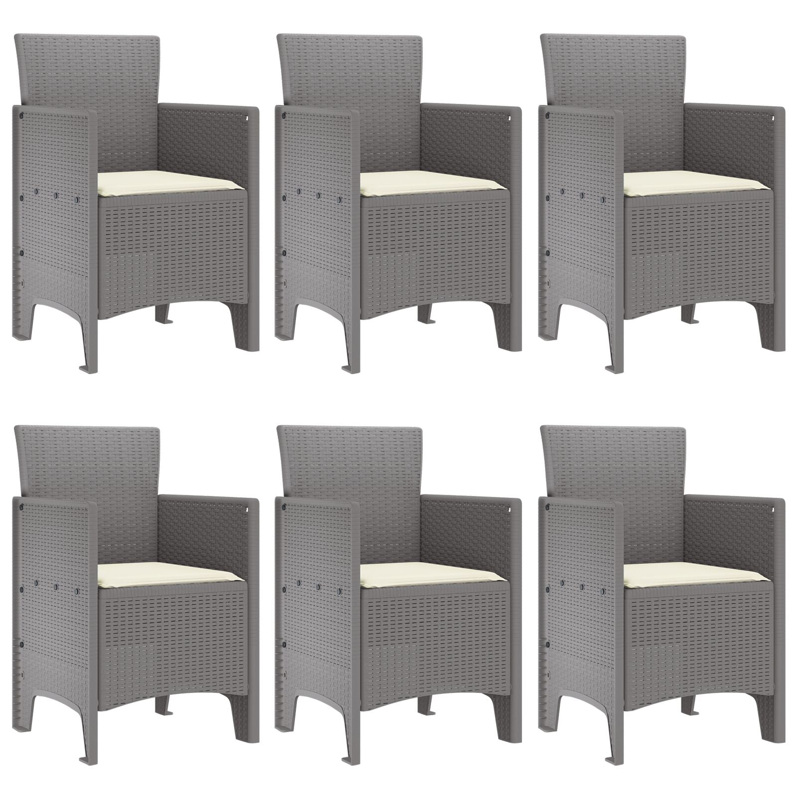 7-Delige Tuindining Set Met Kussens Licht Grijs Poly Rattan