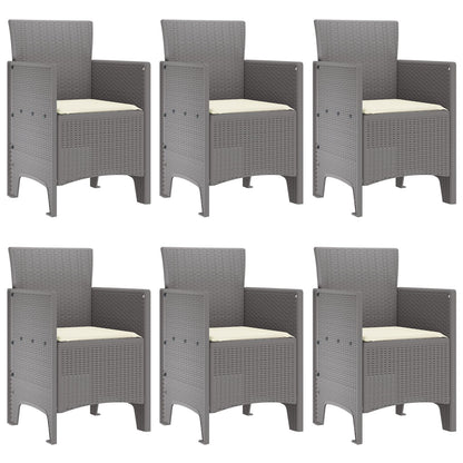 7-Delige Tuindining Set Met Kussens Licht Grijs Poly Rattan