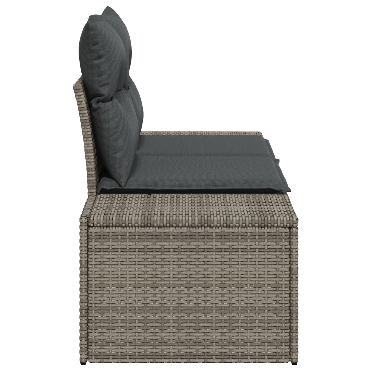 2-Persoons Tuin Sofa & Kussens Poly Rattan Grijs met opslag