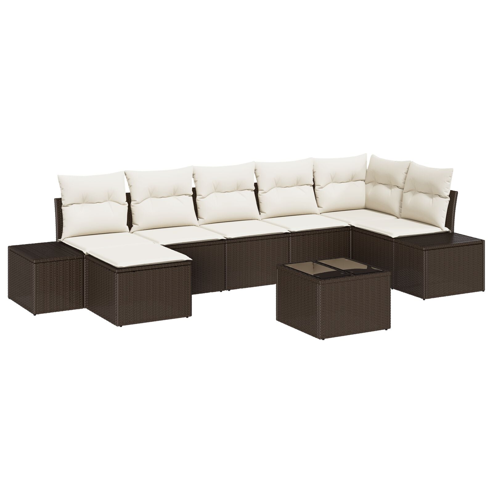 7-Delige Tuin Sofa Set Met Kussens Grijs Poly Rattan