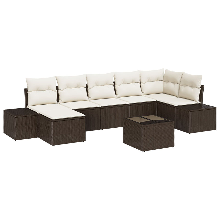 7-Delige Tuin Sofa Set Met Kussens Grijs Poly Rattan