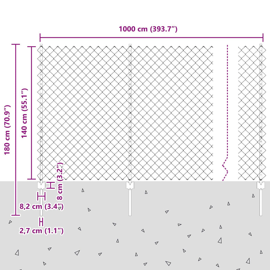 Kettinglink Hek Met 10 U Palen Groen 1.4X10 M Staal