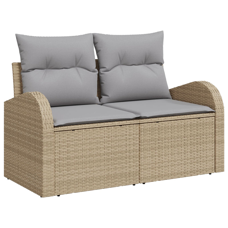 5-Delige Tuin Sofa Set Met Kussens Beige Poly Rattan