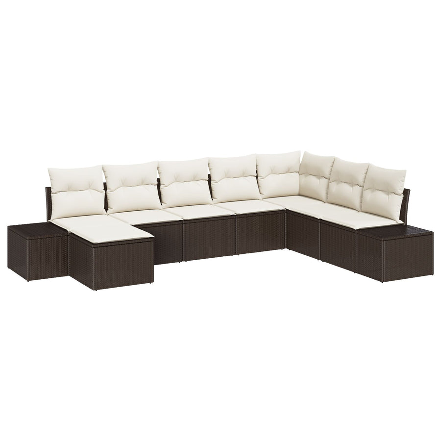 8-Delige Tuinbank Set Met Kussens Bruin Poly Rattan