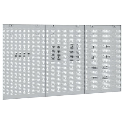 Pegboards 3 Stuks Met 15 Accessoires Grijs 150X Staal 80 cm