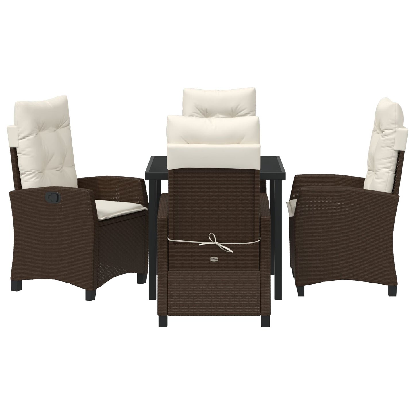 5-Delige Tuin Eettafel Set Met Kussens Bruin Poly Rattan
