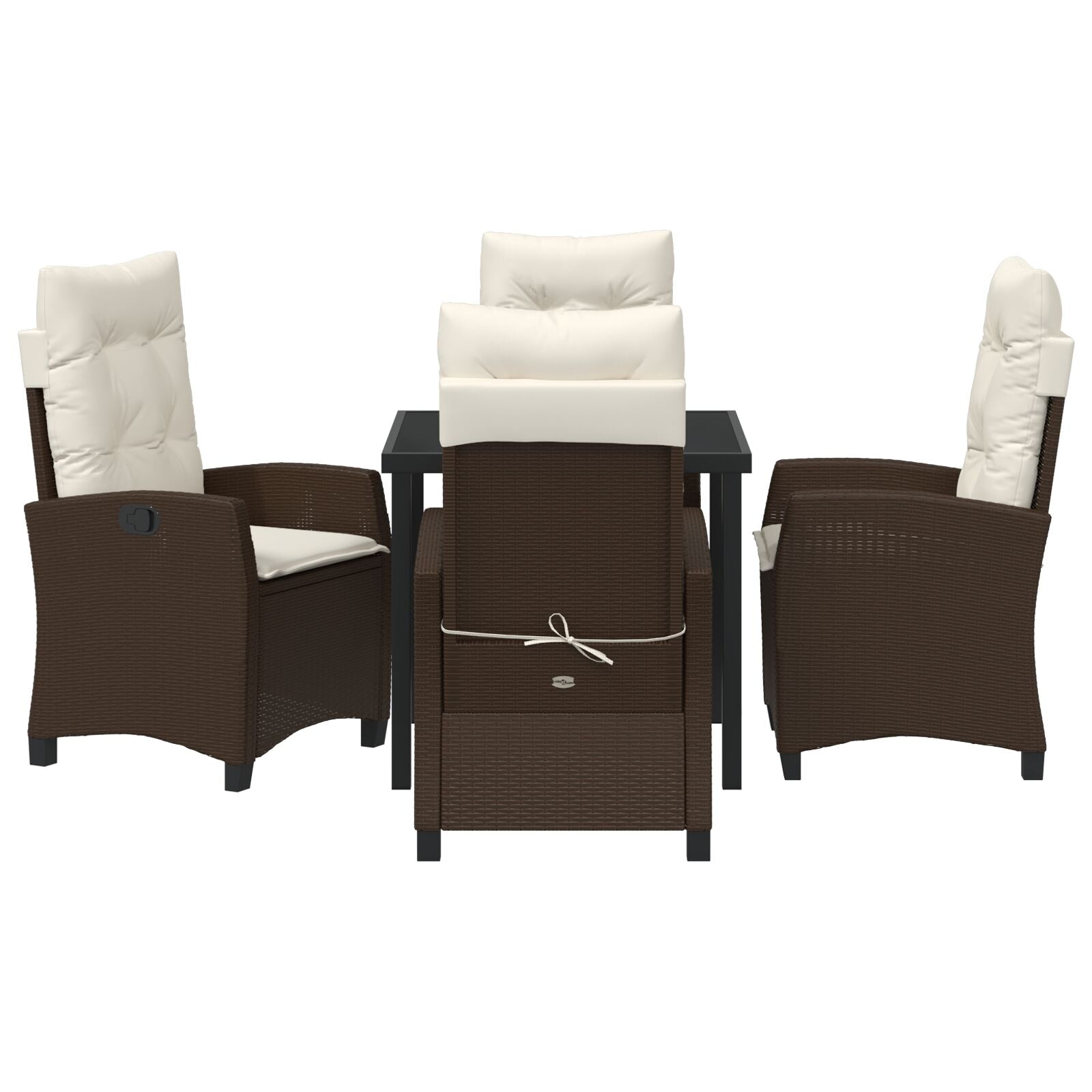 5-Delige Tuin Eettafel Set Met Kussens Bruin Poly Rattan