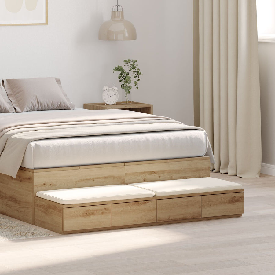 Bedlades 120X36,5X16,5 Cm Bewerkt Hout Artisan eiken 120 x 36.5 x 16.5 cm