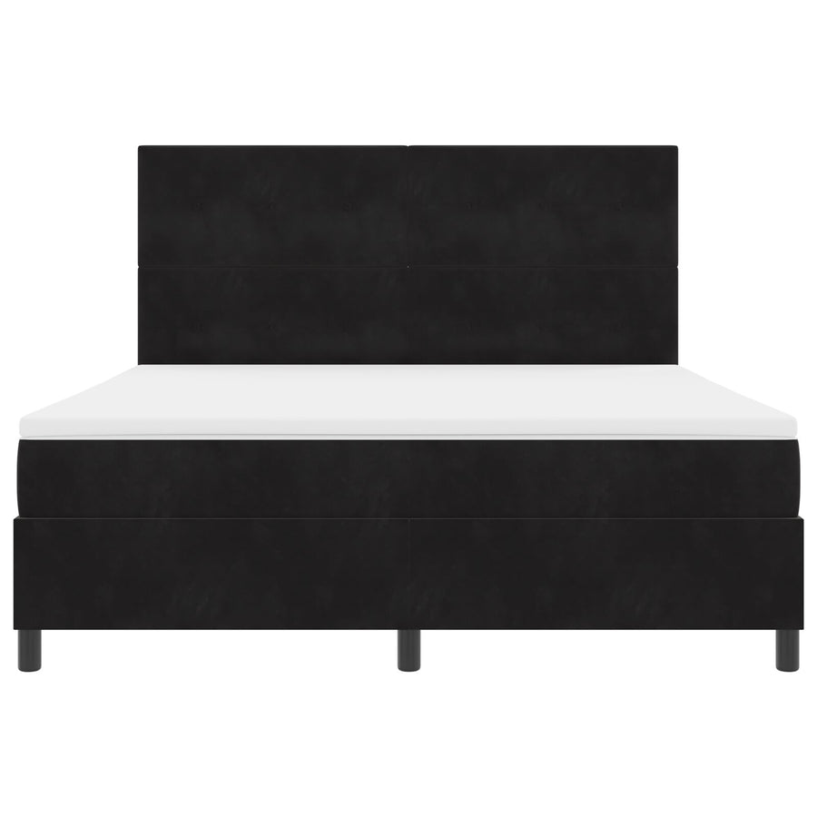 Boxspring Bed Met Matras Zwart Super King Fluweel Blauw