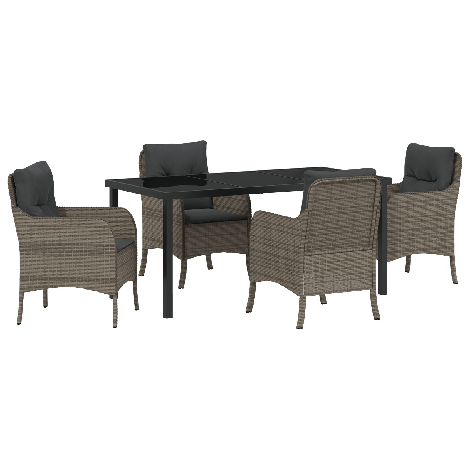 5-Delige Tuindinerset Met Kussens Grijs Poly Rattan