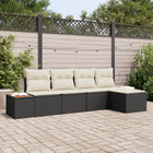 Outdoor Lounge Set with cushions 5 pcs Black Poly rattan
