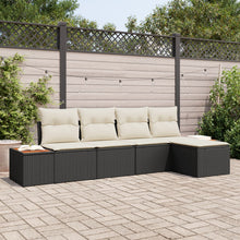 5-Delige Tuin Sofa Set Met Kussens Zwarte Poly Rattan Acacia
