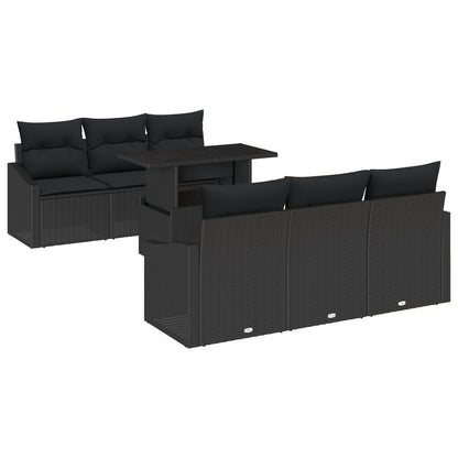 Tuin Sofa Set Set Van 7 Donkerbruin Rattan, Staal