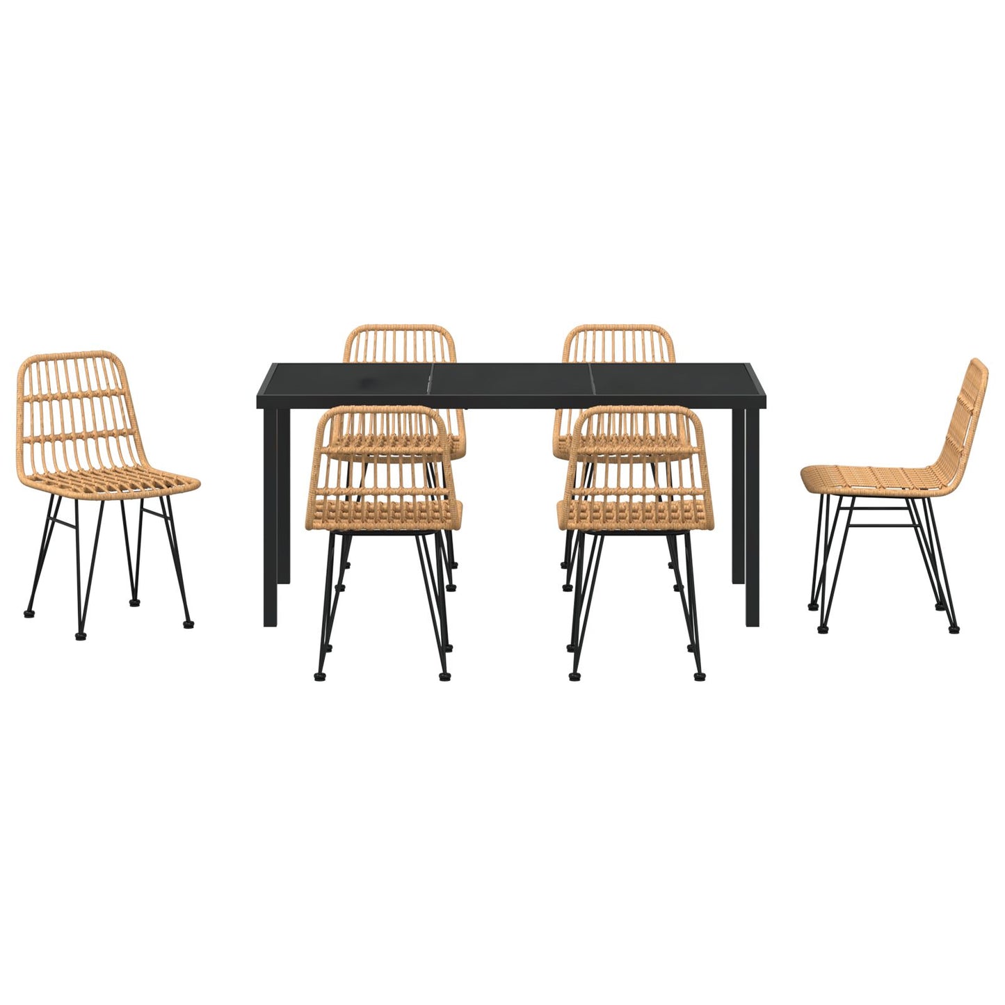 7-Delige Tuin Eetset Bruin Poly Rattan