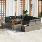 Tuinset poly rotan 9-delig grijs