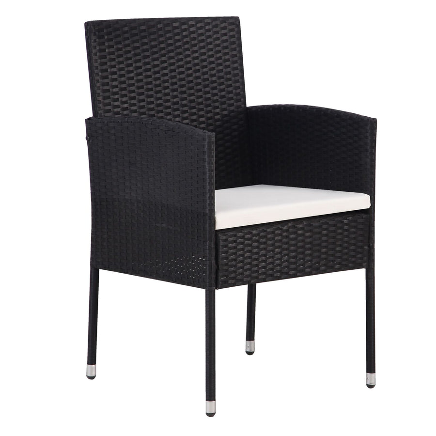 5-Delige Tuindiningset Met Kussens Zwart Poly Rattan