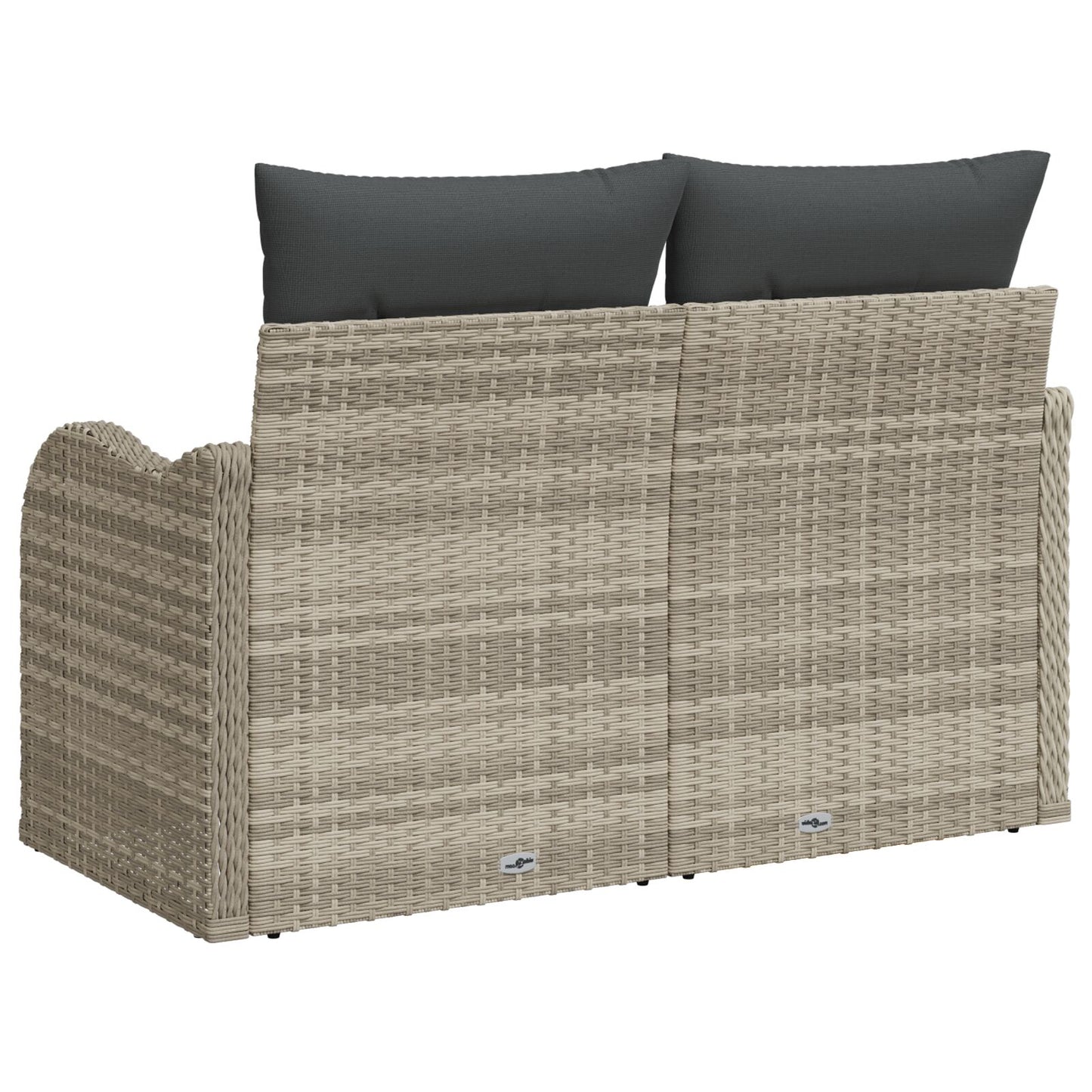 2-Zits Tuinbank Met Kussens Poly Rattan Lichtgrijs zonder opslag