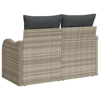 2-Zits Tuinbank Met Kussens Poly Rattan Lichtgrijs zonder opslag