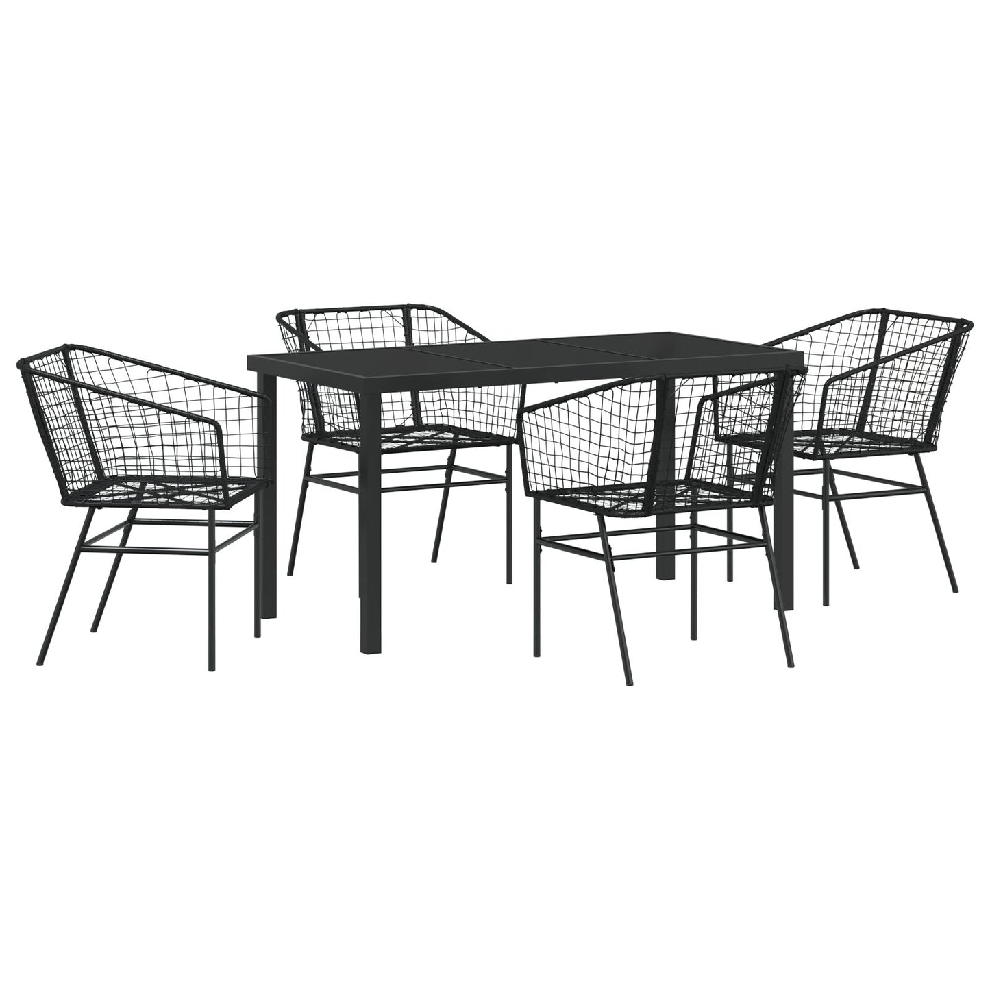 Set Van 3 Zwart Pe Rattan, Gepoedercoat Staal