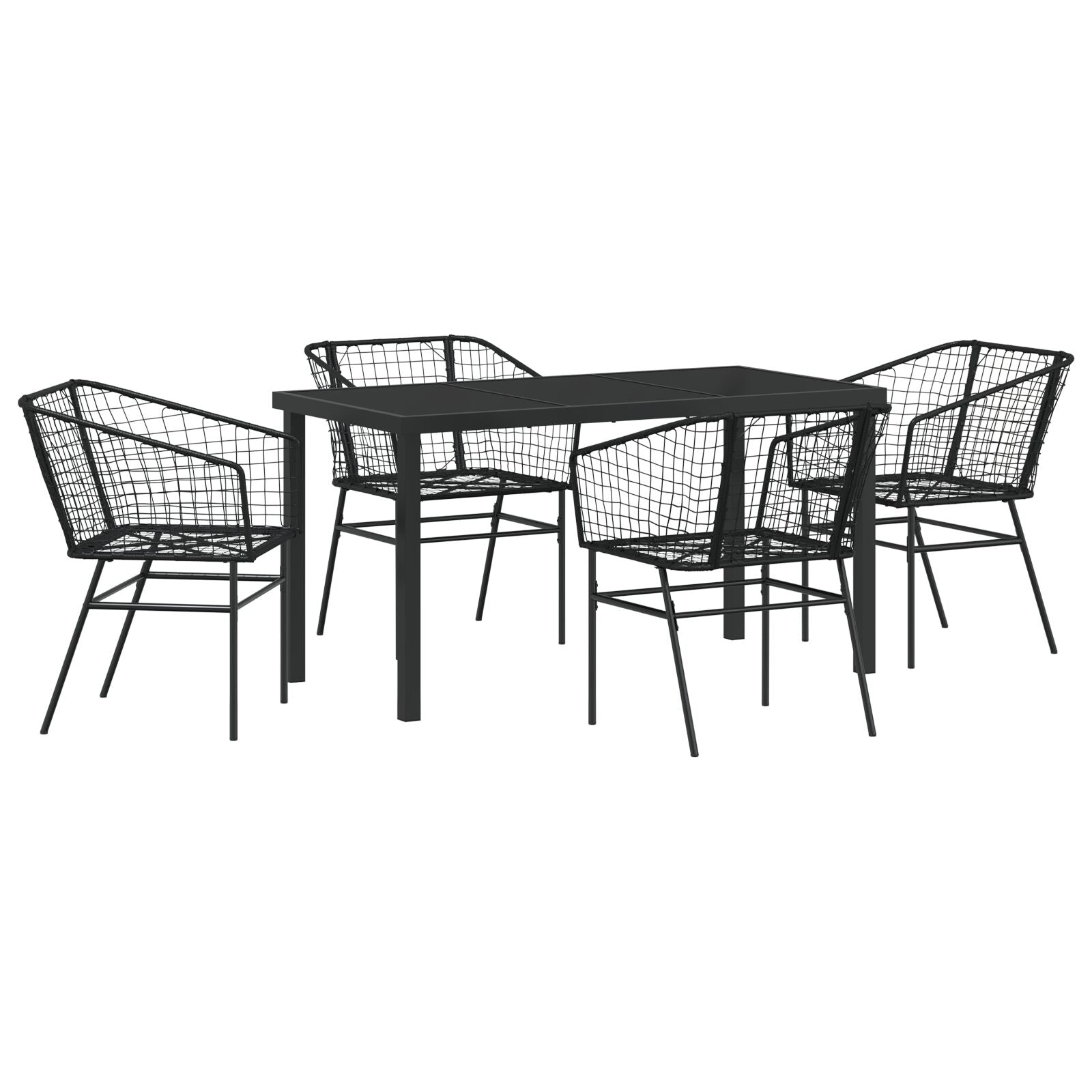 Set Van 3 Zwart Pe Rattan, Gepoedercoat Staal