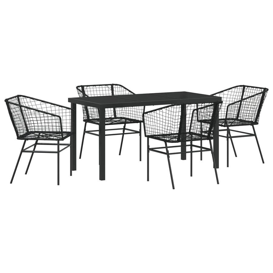 Set Van 3 Zwart Pe Rattan, Gepoedercoat Staal