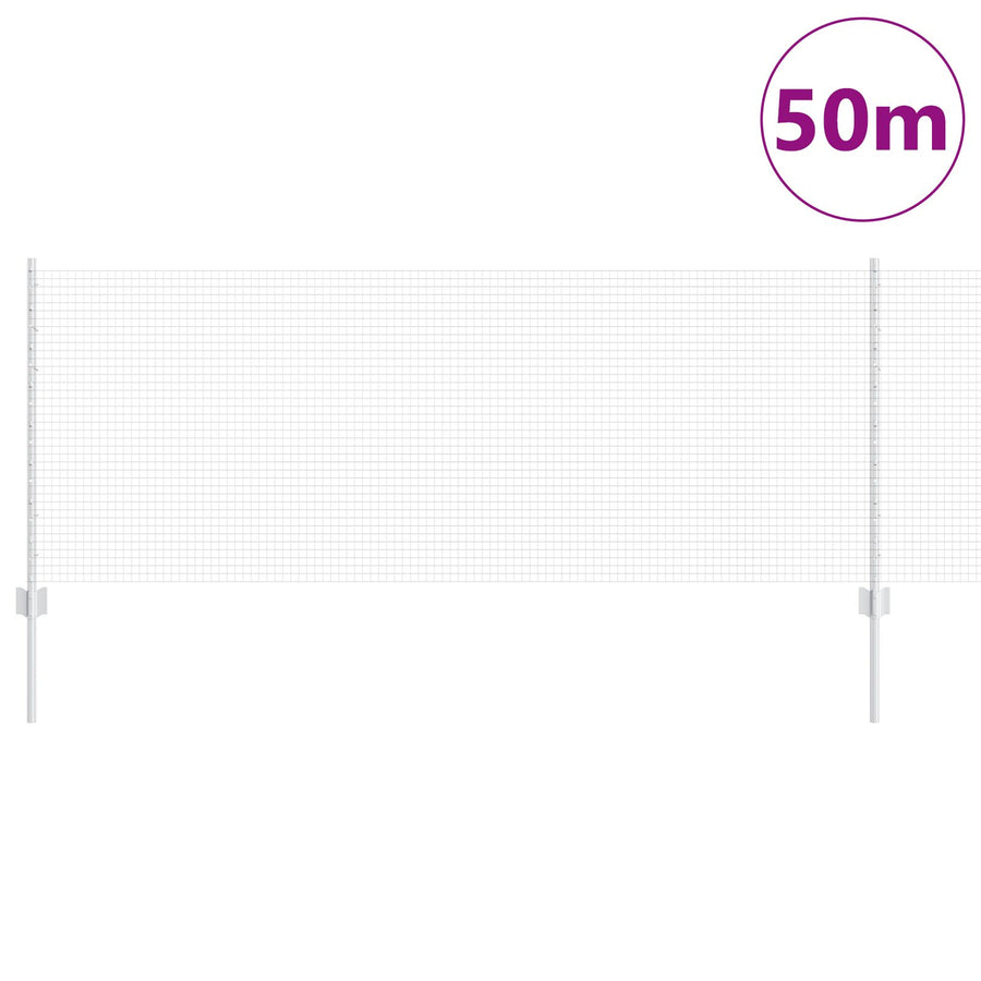 Gelaste Draadomheining Met 22 U-Palen Zilver 0.8X50 M Staal