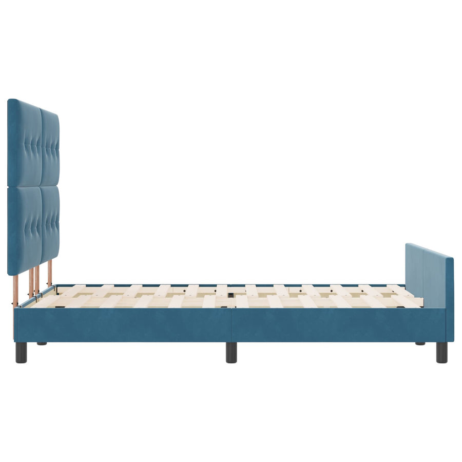 Bed Frame Donkerblauw 140X190 Cm Velvet Crème