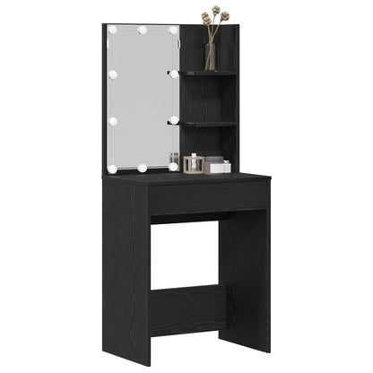 Led Kaptafel In Zwart Eiken, 60X40X140 Cm, Gemaakt Van Bewerkt Hout