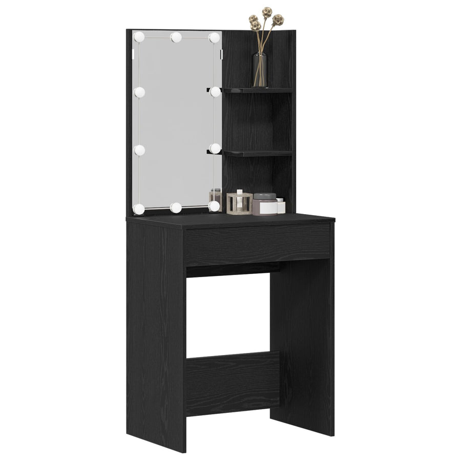 Led Kaptafel In Zwart Eiken, 60X40X140 Cm, Gemaakt Van Bewerkt Hout