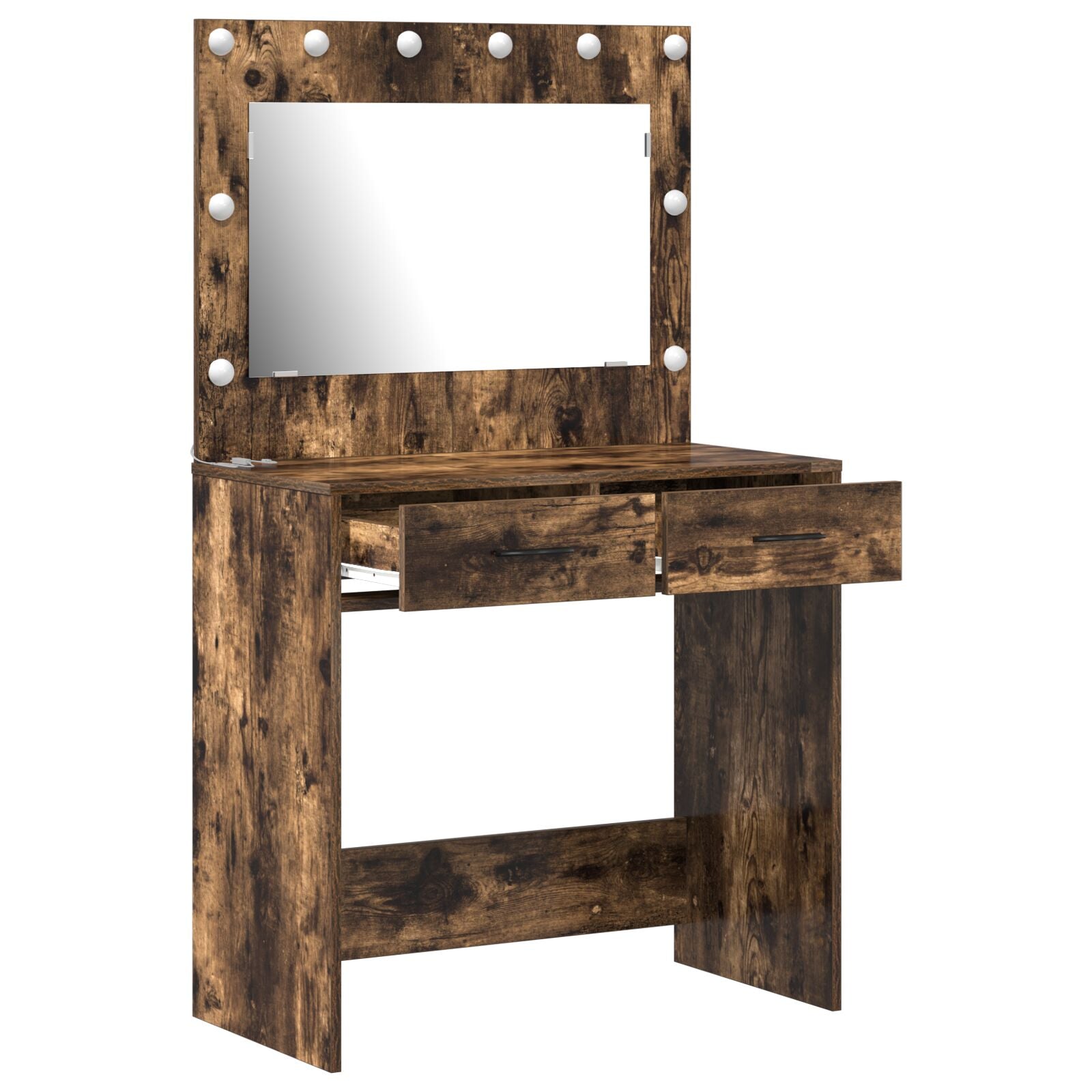 Dressing Table Met Led Lichten Gerookt Eiken 78.5 x 41 x 135 cm