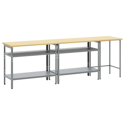 Werkbank Set Set van 3 Grijs Staal Werktafel, 100x55x85 cm