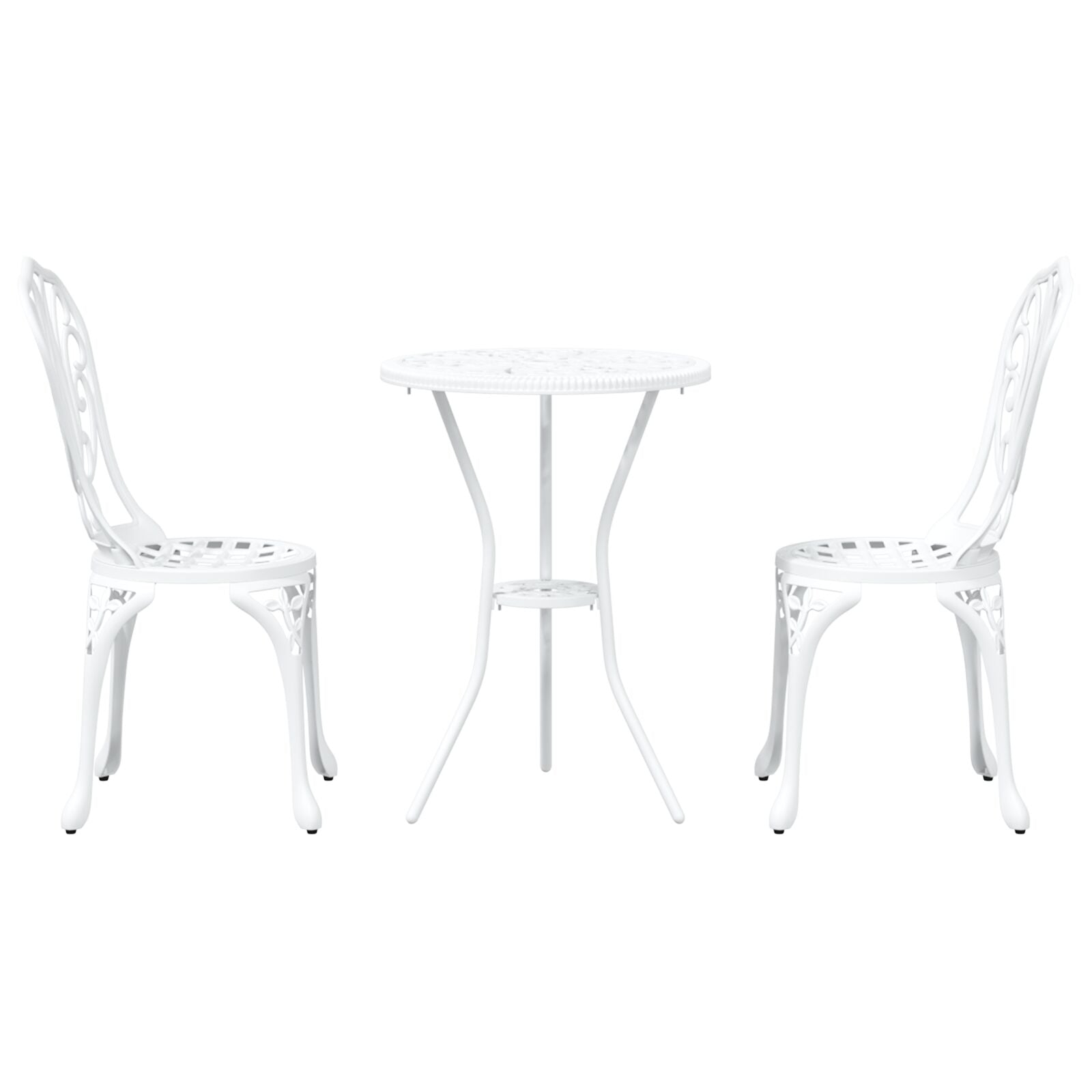 3-Delige Bistro Set Voor In De Tuin - Te Gietaluminium Wit