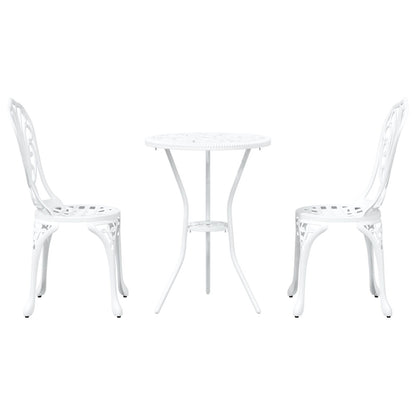 3-Delige Bistro Set Voor In De Tuin - Te Gietaluminium Wit
