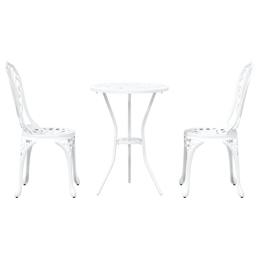 3-Delige Bistro Set Voor In De Tuin - Te Gietaluminium Wit