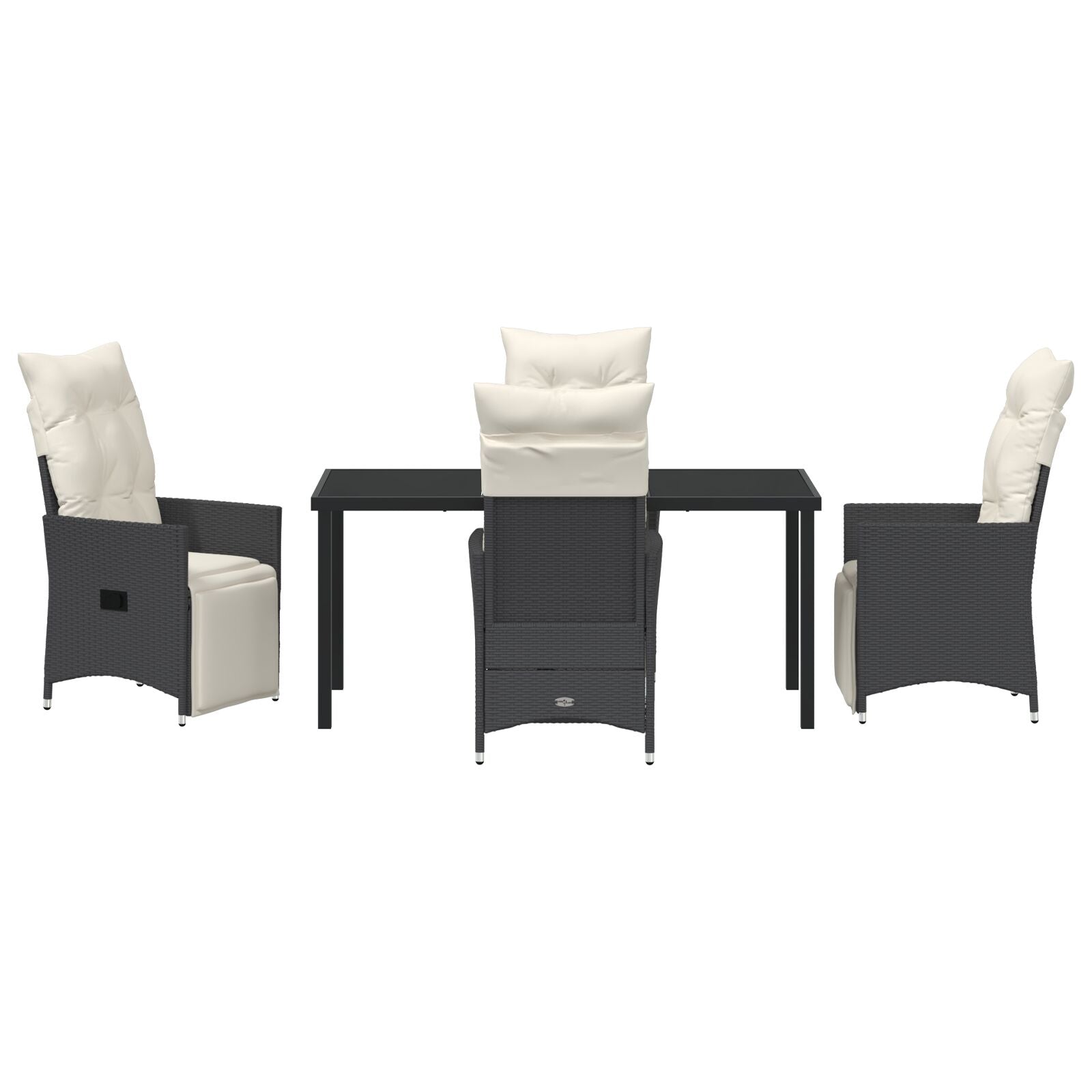 5-Delige Tuinset Met Kussens Zwarte Poly Rattan