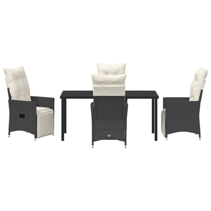 5-Delige Tuinset Met Kussens Zwarte Poly Rattan