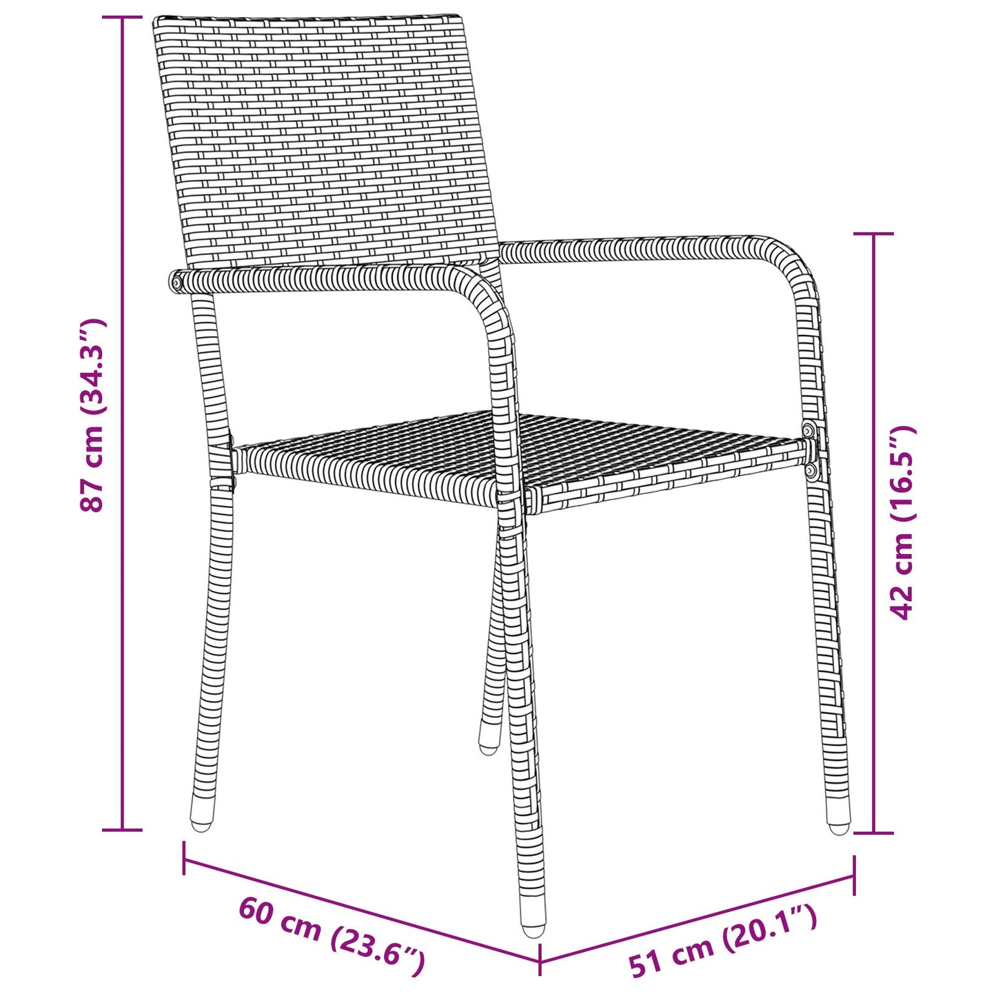 3 Delige Tuindinerset Zwart Poly Rattan