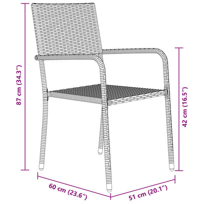 3 Delige Tuindinerset Zwart Poly Rattan