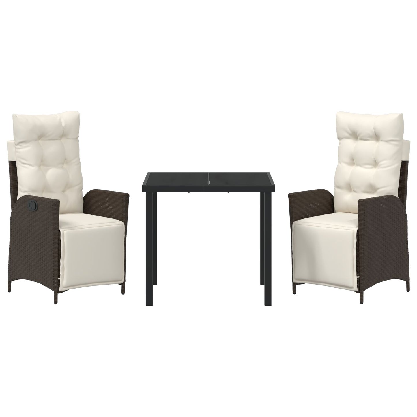 3-Delige Tuin Eetset Bruin Poly Rattan